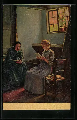 Ölgemälde-Imitations-AK Degi Nr. 856: Ein Brief