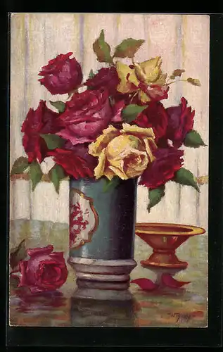 Ölgemälde-Imitations-AK Degi Nr. 1302: W. Hoy, Rosen I