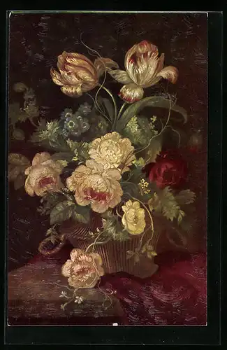 Ölgemälde-Imitations-AK Degi Nr. 1223: Burger, Blumenstilleben I