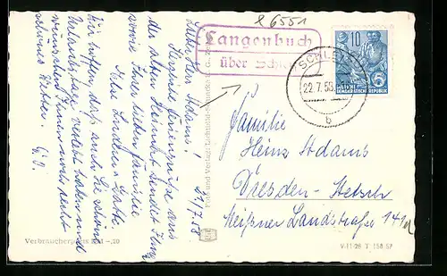 AK Landpoststempel Langenbuch über Schleiz