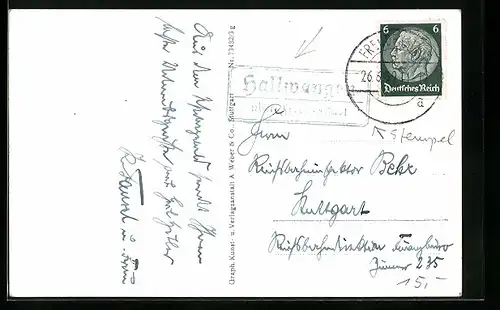 AK Landpoststempel Hallwangen über Freudenstadt