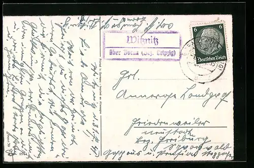 AK Landpoststempel Witznitz über Borna (Bez. Leipzig)