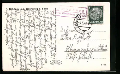 AK Landpoststempel Schönburg über Naumburg (Saale)