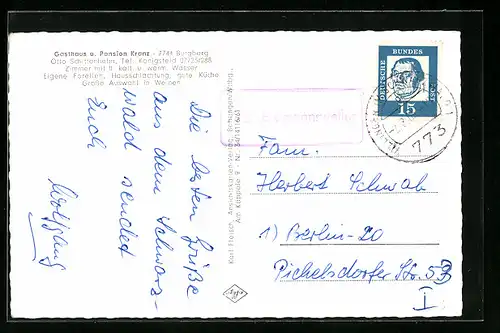 AK Landpoststempel Erdmannsweiler