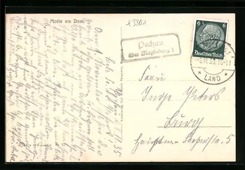 AK Landpoststempel Pechau über Magdeburg 1