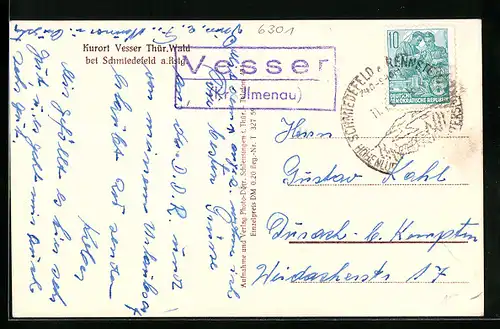 AK Landpoststempel Vesser Kr. Ilmenau