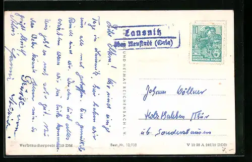 AK Landpoststempel Lausnitz über Neustadt (Orla)