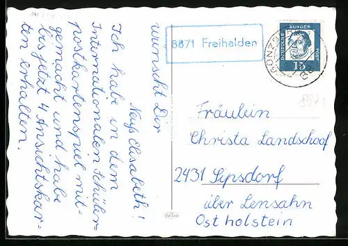 AK Landpoststempel Freihalden