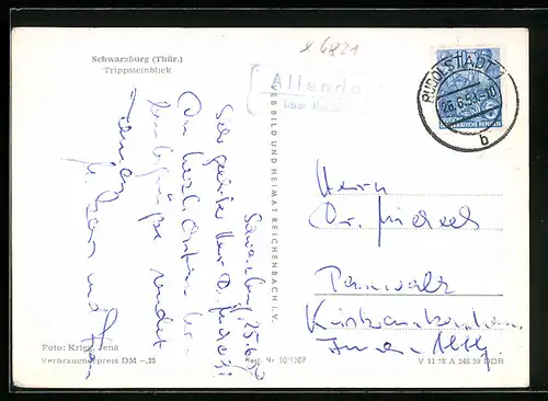 AK Landpoststempel Allendorf über Rudolstadt