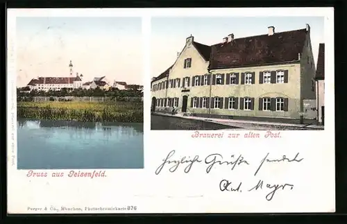 AK Geisenfeld, Brauerei zur alten Post, Teilansicht