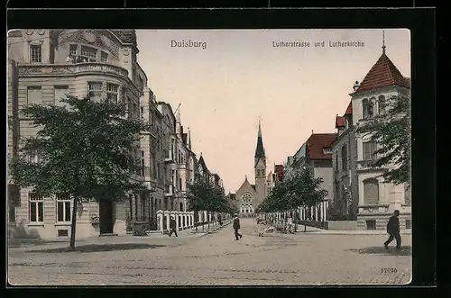 AK Duisburg, Luzherstrasse und Lutherkirche