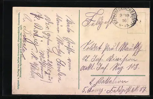 Lithographie Niederneukirch / Valtental, Cafe-Sauer, Valtenhäuser