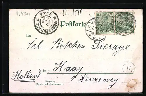 Lithographie Steele, Kaiser Wilhelm Denkmal, Kath. Kirche, Ortsansicht