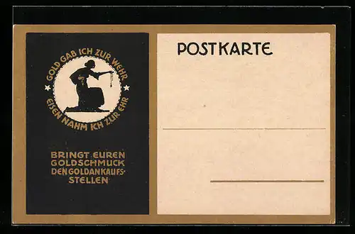AK Kniende Frau mit einer Goldkette, Kriegshilfe