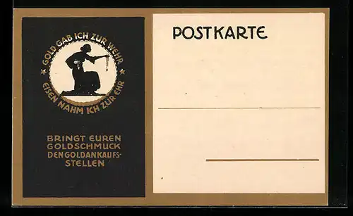 AK Kniende Frau mit einer Goldkette, Kriegshilfe