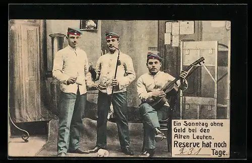 AK Soldaten der Reserve mit Instrumenten an einem Sonntag