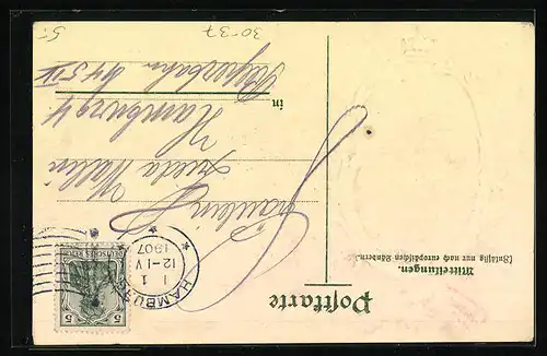 Präge-AK Soldat der Infanterie in Uniform mit Pickelhaube, Neujahrsgruss