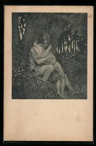 Künstler-AK Fidus: Beichte, Frau mit Kind im Arm