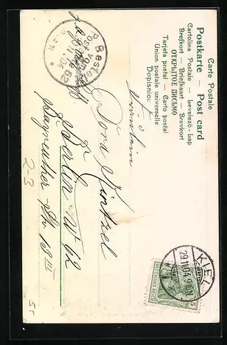 AK Soldat in Uniform und Minna werfen einen Brief ein