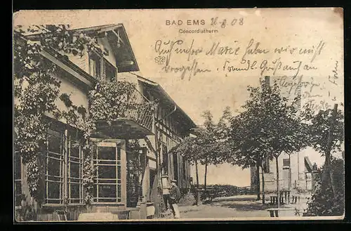 AK Bad Ems, Gasthaus Concordiathurm