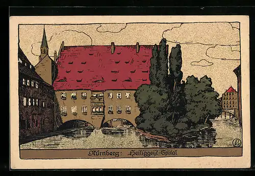 Steindruck-AK Nürnberg, Das Heiliggeist-Spital