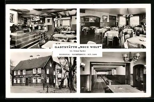 AK Wuppertal, Gaststätte Neue Welt, Innenansicht