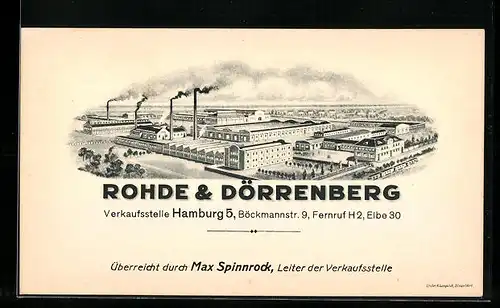 AK Hamburg-St.Georg, Fabrik Rohde & Dörrenberg, Böckmannstrasse 9