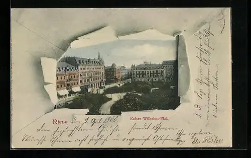 AK Riesa, Partie am Kaiser Wilhelms-Platz