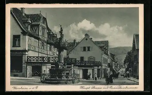 AK Weinheim a. d. B., Haupt-Strasse mit Rodensteinbrunnen