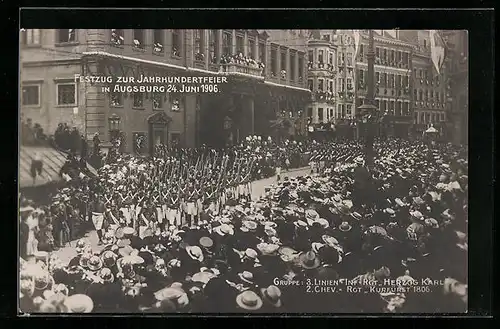 AK Augsburg, Festzug zur Jahrhunderfeier 24. Juni 1906