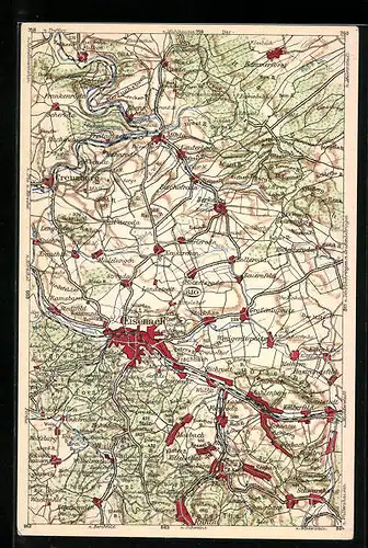 Künstler-AK Eisenach, Landkarte Umgebung, Wona-Karte