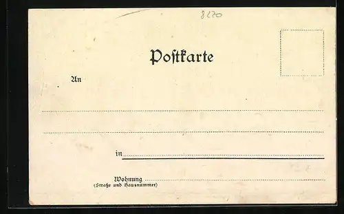 Lithographie Traunstein, Teilansicht, Luitpoldbrunnen, Ruhpolding