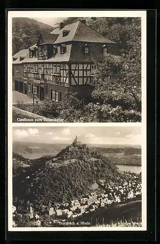 AK Braubach a. Rh., Gasthaus zum Felsenkeller, Ortsansicht