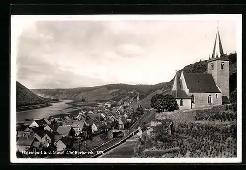 AK Hatzenport a. d. Mosel, Ortsansicht mit alter Kirche