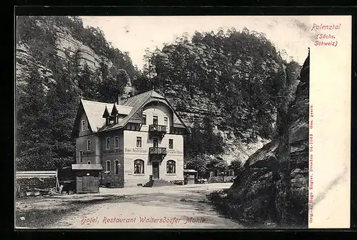 AK Polenztal /Sächs. Schweiz, Hotel u. Restaurant Waltersdorfer Mühle