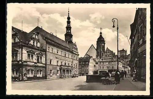 AK Pirna /Elbe, Ansicht vom Markt mit Türmen