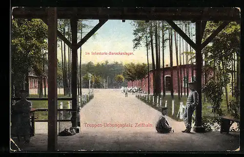 AK Zeithain, Truppenübungsplatz, Blick aus dem Infanterie-Barackenlager, Serie