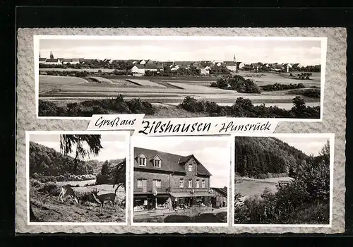 AK Zilshausen /Hunsrück, Panorama und Gasthaus, Pension Fritz Ketter