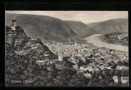 AK Cobern /Mosel, Ortsansicht mit Flusslauf