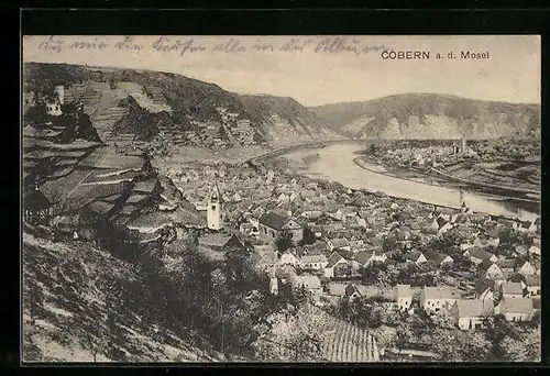 AK Cobern a. d. Mosel, Ort aus der Vogelschau