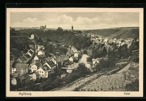AK Kyllburg, Totalansicht der Ortschaft mit Fluss
