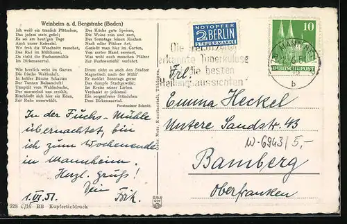 AK Birkenauertal /Weinheim a. d. Bergstrasse, Gasthof u. Pension Fuchs`sche Mühle