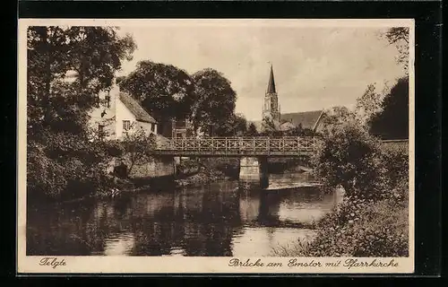 AK Telgte, Brücke am Emstor mit Pfarrkirche