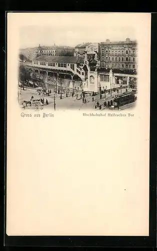 AK Berlin-Kreuzberg, Hochbahnhof Hallesches Tor aus der Vogelschau