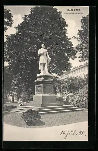 AK Bad Ems, Blick auf das Kaiser Wilhelm Denkmal
