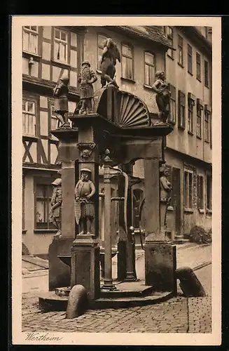 AK Wertheim a. M., Blick auf den Engelsbrunnen