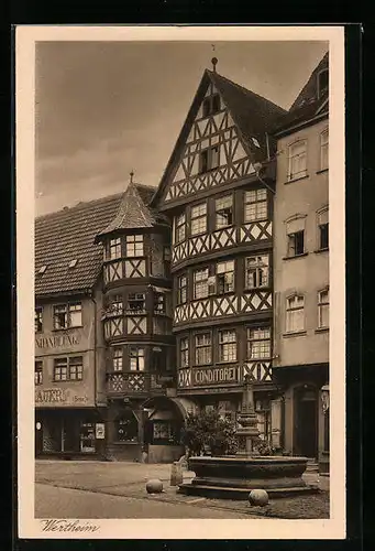 AK Wertheim a. Main, Marktplatz mit Fachwerkhäusern