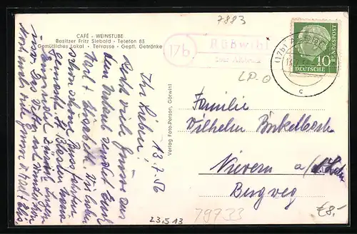 AK Görwihl /Südl. Schwarzwald, Cafe-Weinstube Görwihl von Fritz Siebold