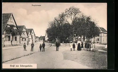 AK Schwegenheim, Hauptstrasse mit Anwohnern