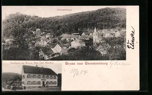 AK Ebersteinburg, Gasthaus zur Krone, Ortsansicht